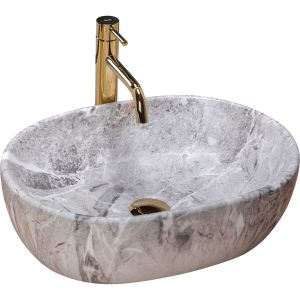 Lavoar de blat PRO LARA STONE, 35x 48.5x 13.5 cm, Montaj Pe Blat, Design Deosebit, Forma Rotunda, Ceramica Sanitara, Gri